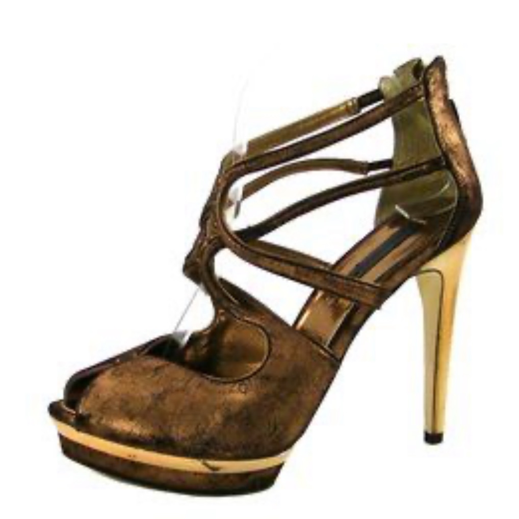 Bcbgmaxzaria Ma-Diah Gold Metallic Sandals Heels,8 1/2!Stunning